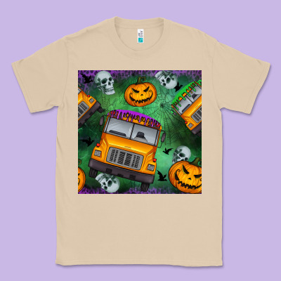Halloween Bus And Pumpkin Seamless Pattern Classic Tee Designed By Bundleandbundleshop