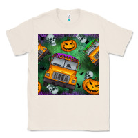 Natural halloween bus and pumpkin seamless pattern Classic Tee - BundleAndBundleShop