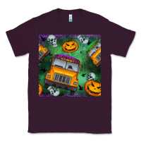 Plum halloween bus and pumpkin seamless pattern Classic Tee - BundleAndBundleShop