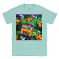 Seafoam halloween bus and pumpkin seamless pattern Classic Tee - BundleAndBundleShop