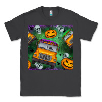 Smoke halloween bus and pumpkin seamless pattern Classic Tee - BundleAndBundleShop