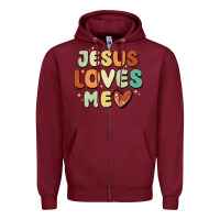 Burgundy jesus loves me Zipper Hoodie - MaliasSmallBusiness