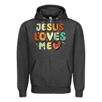 Charcoal Heather jesus loves me Zipper Hoodie - MaliasSmallBusiness