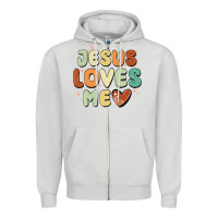 Dove Grey jesus loves me Zipper Hoodie - MaliasSmallBusiness
