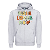 Heather Grey jesus loves me Zipper Hoodie - MaliasSmallBusiness