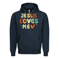 Navy jesus loves me Zipper Hoodie - MaliasSmallBusiness
