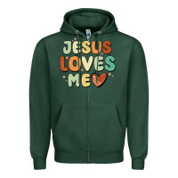 Sports Green jesus loves me Zipper Hoodie - MaliasSmallBusiness