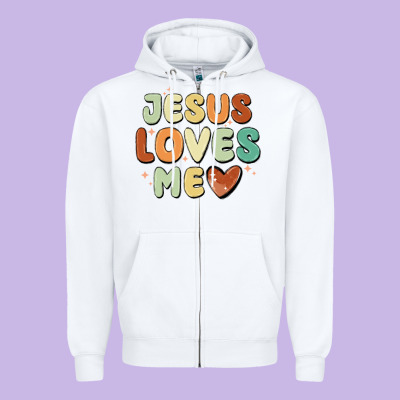 Jesus Loves Me Zipper Hoodie Designed By Maliassmallbusiness