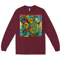 Burgundy horseshoe and cactus Long Sleeve Tee - BundleAndBundleShop