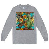Heather Grey horseshoe and cactus Long Sleeve Tee - BundleAndBundleShop