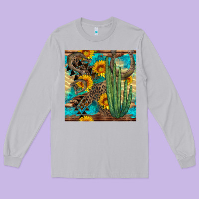 Horseshoe And Cactus Long Sleeve Tee Designed By Bundleandbundleshop