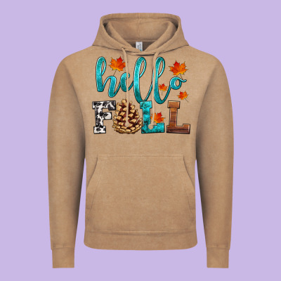 Hello Fall Vintage Hoodie Designed By Hra Design Shop