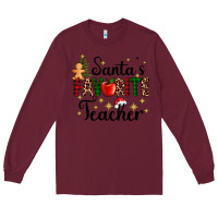 Burgundy santa's favorite teacher Long Sleeve Tee - AdoDesignShop