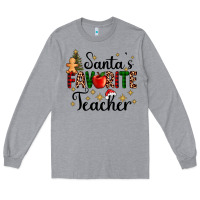 Heather Grey santa's favorite teacher Long Sleeve Tee - AdoDesignShop