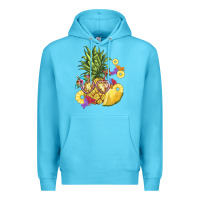 Ocean Blue pineapple enjoying Premium Hoodie - BarkalooDesign