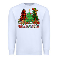 White Feliz Navidad Premium Sweatshirt - NancyCooperArtShop