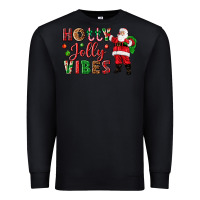 Black Holly Jolly vibes Christmas with Santa Premium Sweatshirt - NancyCooperArtShop
