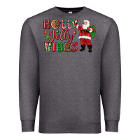 Charcoal Heather Holly Jolly vibes Christmas with Santa Premium Sweatshirt - NancyCooperArtShop