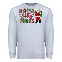 Heather Grey Holly Jolly vibes Christmas with Santa Premium Sweatshirt - NancyCooperArtShop