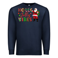 Navy Holly Jolly vibes Christmas with Santa Premium Sweatshirt - NancyCooperArtShop