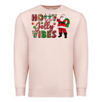 Pale Pink Holly Jolly vibes Christmas with Santa Premium Sweatshirt - NancyCooperArtShop