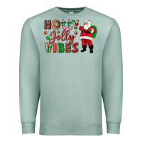 Seafoam Holly Jolly vibes Christmas with Santa Premium Sweatshirt - NancyCooperArtShop