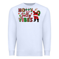 White Holly Jolly vibes Christmas with Santa Premium Sweatshirt - NancyCooperArtShop