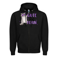 Black cute but feral Zipper Hoodie - MaliasSmallBusiness