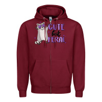 Burgundy cute but feral Zipper Hoodie - MaliasSmallBusiness