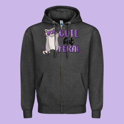 Cute But Feral Zipper Hoodie Designed By Maliassmallbusiness