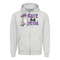 Dove Grey cute but feral Zipper Hoodie - MaliasSmallBusiness