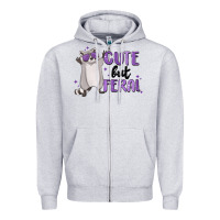 Heather Grey cute but feral Zipper Hoodie - MaliasSmallBusiness