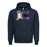 Navy cute but feral Zipper Hoodie - MaliasSmallBusiness