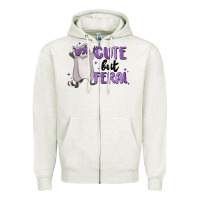 Oatmeal Heather cute but feral Zipper Hoodie - MaliasSmallBusiness