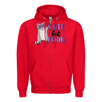 Red cute but feral Zipper Hoodie - MaliasSmallBusiness