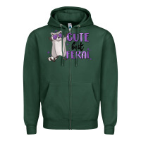 Sports Green cute but feral Zipper Hoodie - MaliasSmallBusiness