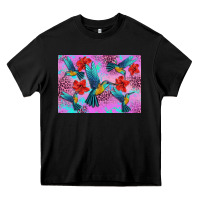 Black Flower Hummingbird Heavy Core Tee - Artiststas