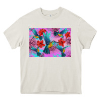 Cream Flower Hummingbird Heavy Core Tee - Artiststas