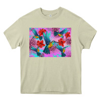 Mossy Flower Hummingbird Heavy Core Tee - Artiststas