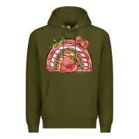 Army Green strawberry rainbow Premium Hoodie - BarkalooDesign