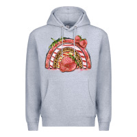 Heather Grey strawberry rainbow Premium Hoodie - BarkalooDesign