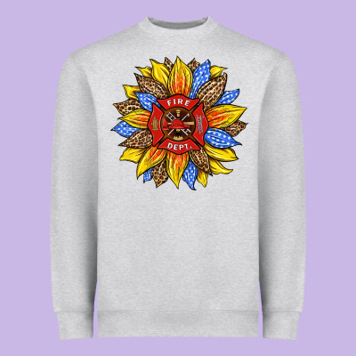 Firefighter Sunflower Heavyweight Sweatshirt Designed By Hra Design Shop