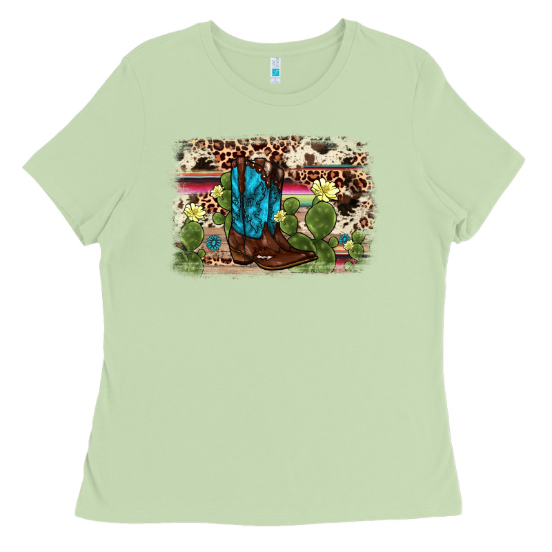 Cactus Boot Background Ladies Tee by AdoDesignShop | Teevron