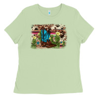 Matcha cactus boot background Ladies Tee - AdoDesignShop