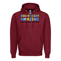 Burgundy down right amazing down syndrome awareness Zipper Hoodie - MaliasSmallBusiness