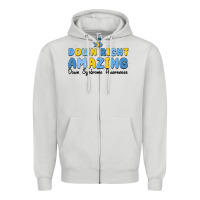Dove Grey down right amazing down syndrome awareness Zipper Hoodie - MaliasSmallBusiness