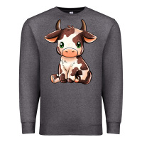 Charcoal Heather Baby Brown Cow Premium Sweatshirt - MaliasSmallBusiness