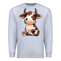 Heather Grey Baby Brown Cow Premium Sweatshirt - MaliasSmallBusiness