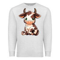 Oatmeal Heather Baby Brown Cow Premium Sweatshirt - MaliasSmallBusiness