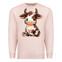 Pale Pink Baby Brown Cow Premium Sweatshirt - MaliasSmallBusiness